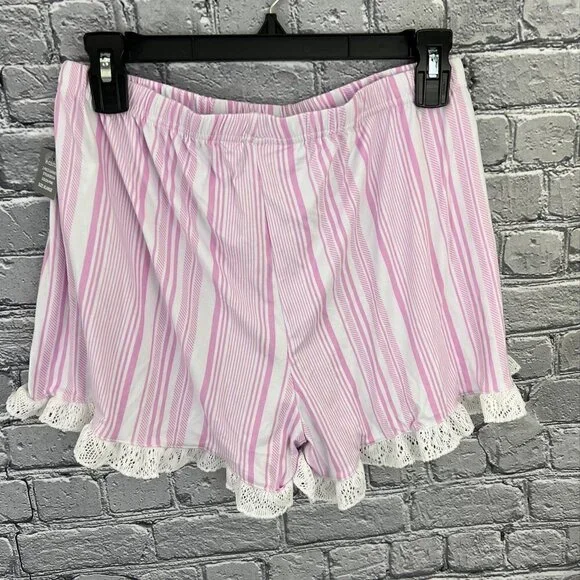 PJ Couture Pink Lace Stripe Shorty Pajamas XL NWT - Picture 4 of 6